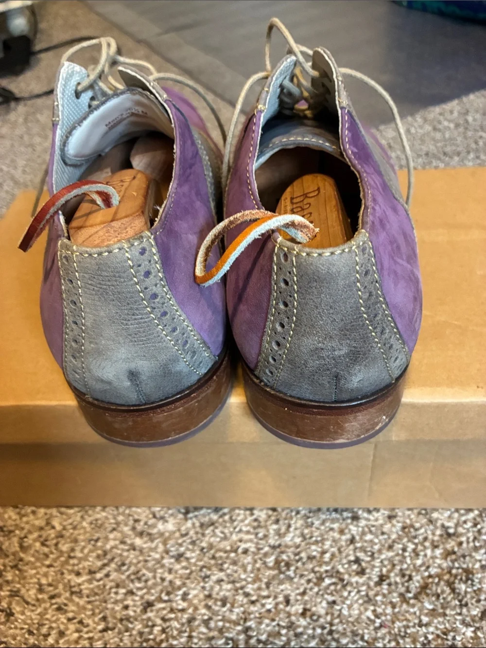 Cole Haan Purple and Gray Two-Tone Suede Derby Oxfords